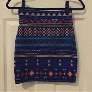 Forever 21 Blue Pattern Stretch Mini Skirt - Size S